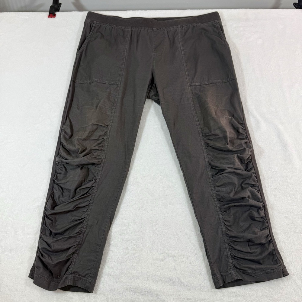 XCVI GEYSER CROP Womans Pants Sz XL Charcoal Pull On Ruched Leg Boho Minimalist - Picture 3 of 11